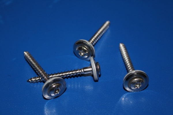 100 Stück Spenglerschrauben - 4,5x25 - TX20 - A2 - Edelstahl - 15mm Scheibe - Torx
